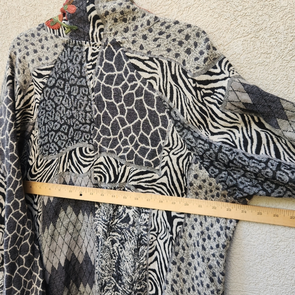 SOFT SURROUNDINGS Womens Cardigan Large Leaf Stitch Waterfall Wool Blend Autumn - Picture 9 of 11